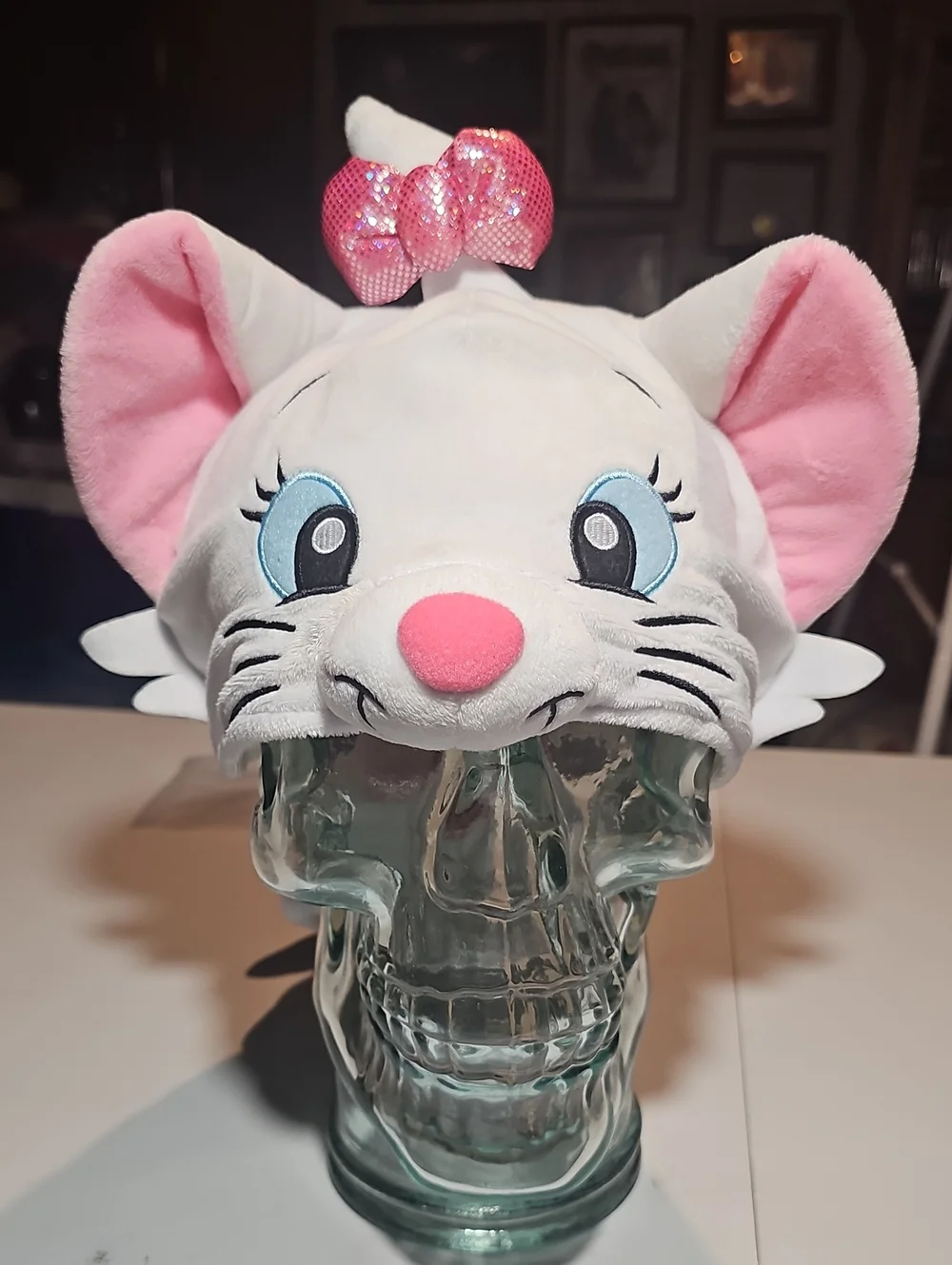 Disney Hong Kong Marie Cat Plush Hat with Sequin Bow